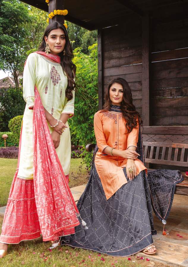 Kiana Inayat Fancy Festive Wear Kurti With Sharara And Dupatta Readymade Collection